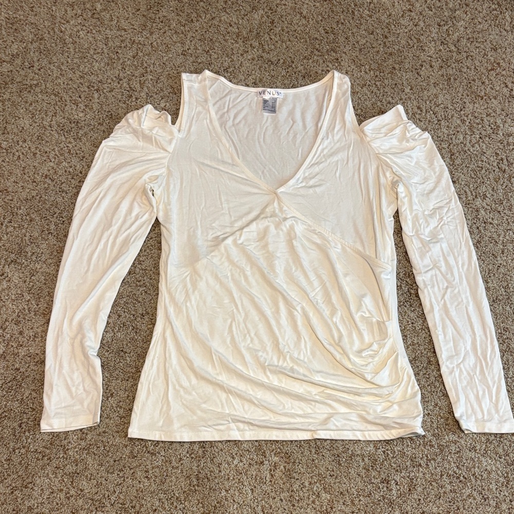 VENUS Cream Cold Shoulder Blouse